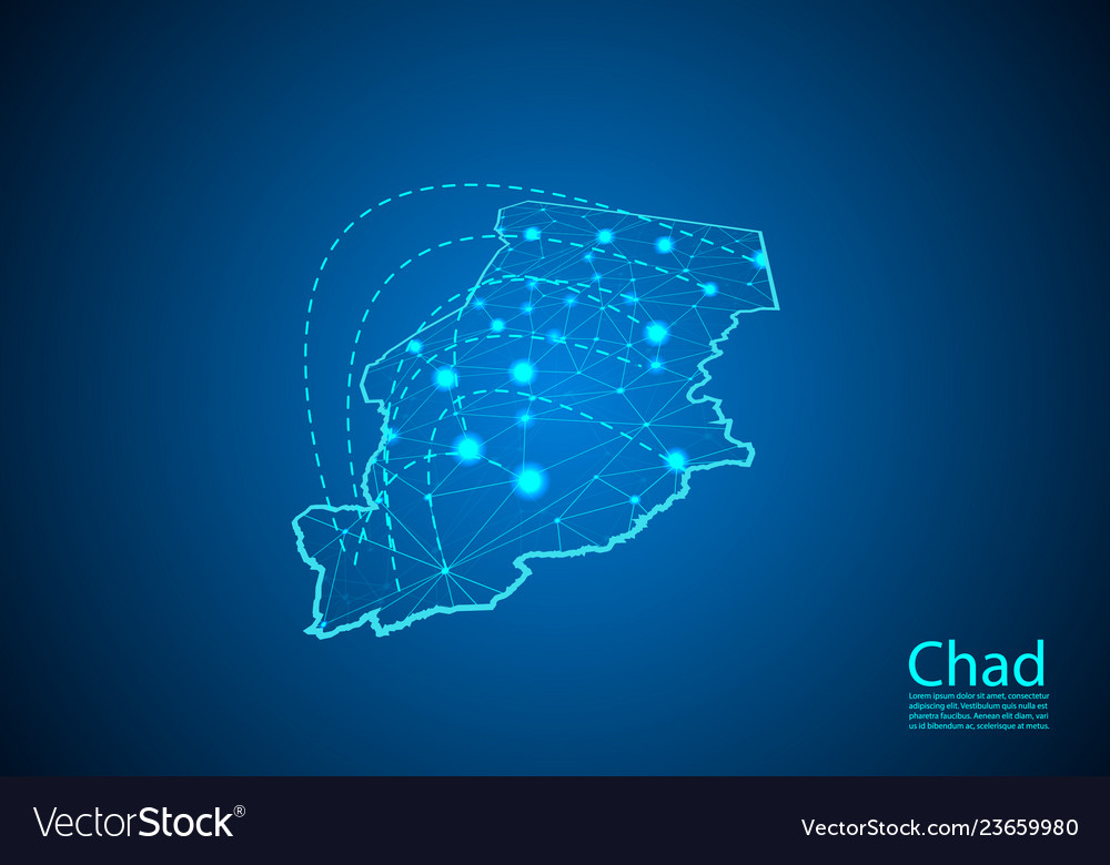 Chad-Karte mit Knoten verknüpft durch Linien Konzept vector image Chad-Karte mit Knoten verknüpft durch Linien Konzept