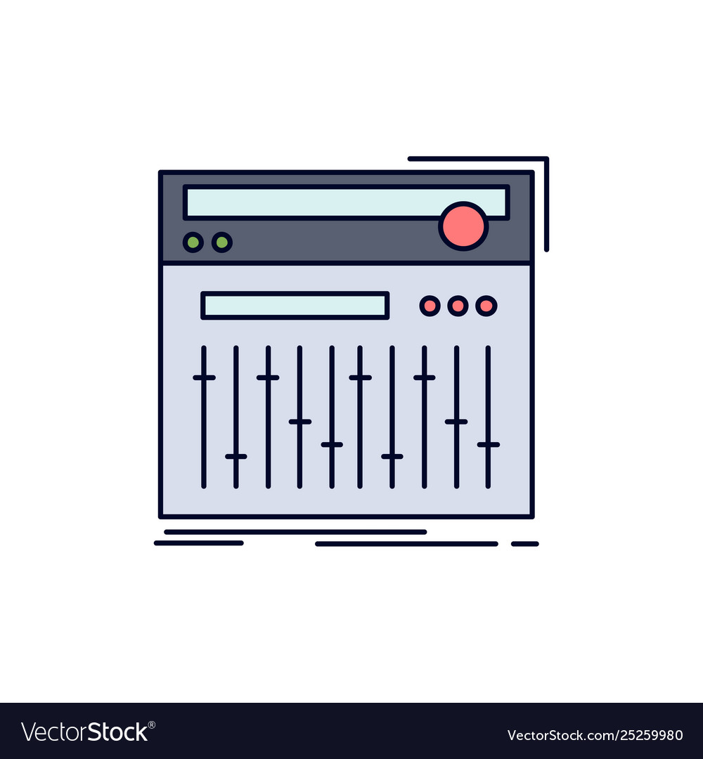 Control controller midi studio sound flat color vector image Control controller midi studio sound flat color