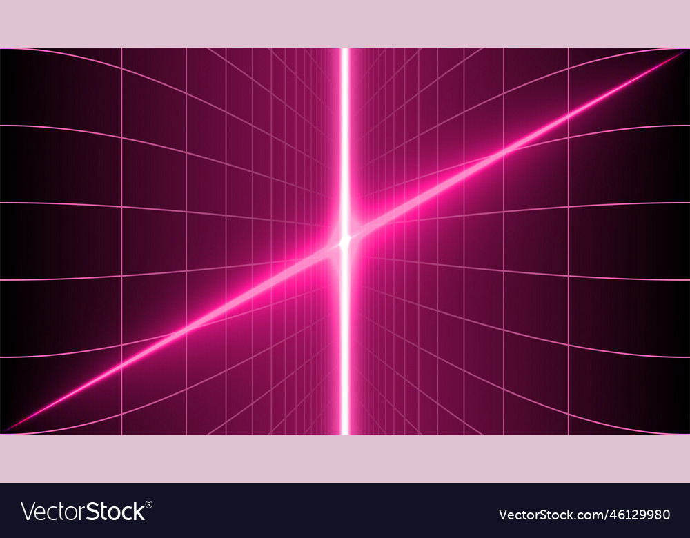 Cyberpunk perspective background pink grid Vector Image