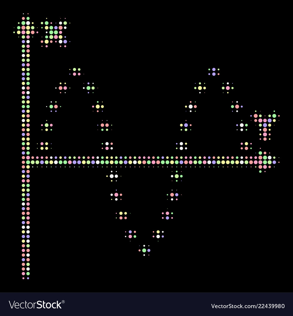 Dotted sinusoid plot halftone composition of dots vector image Dotted sinusoid plot halftone composition of dots