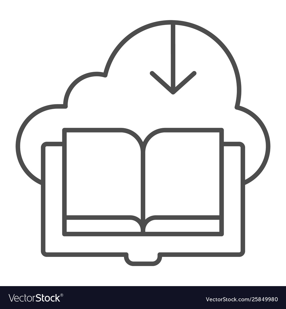 Downloaded book thin line icon cloud