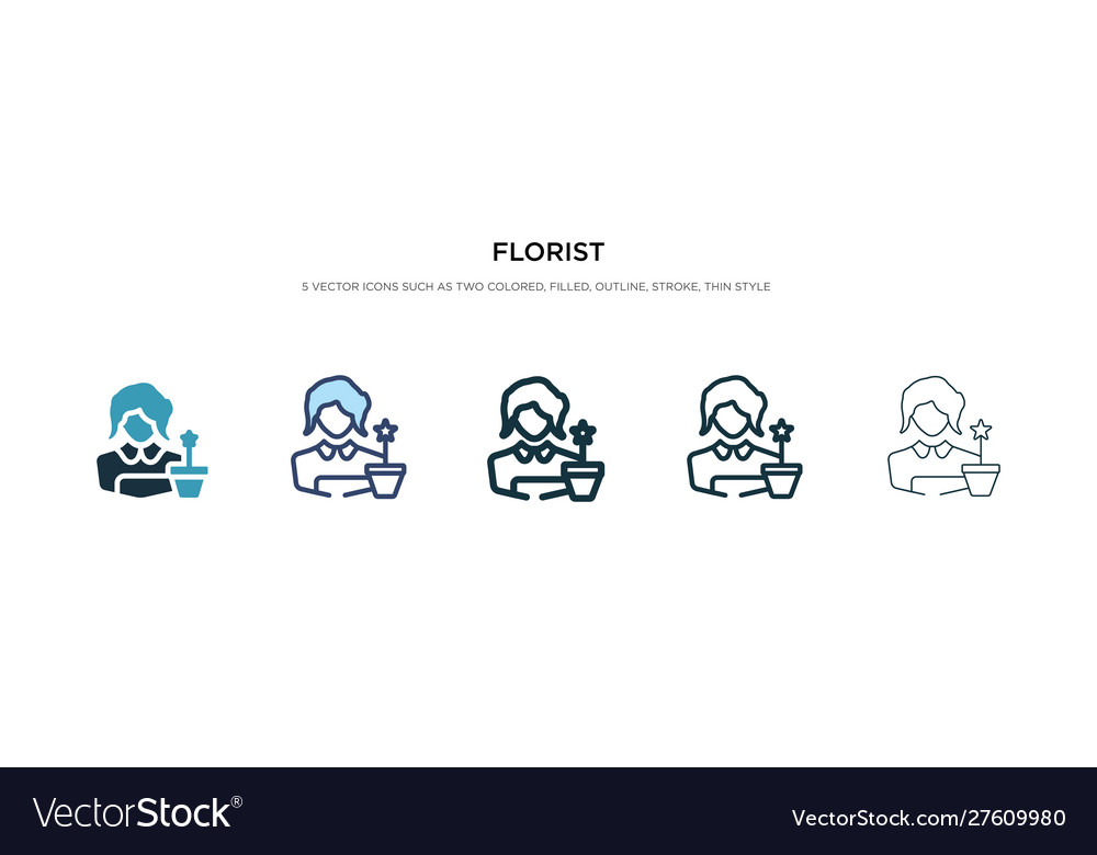 Florist icon in different style two colored