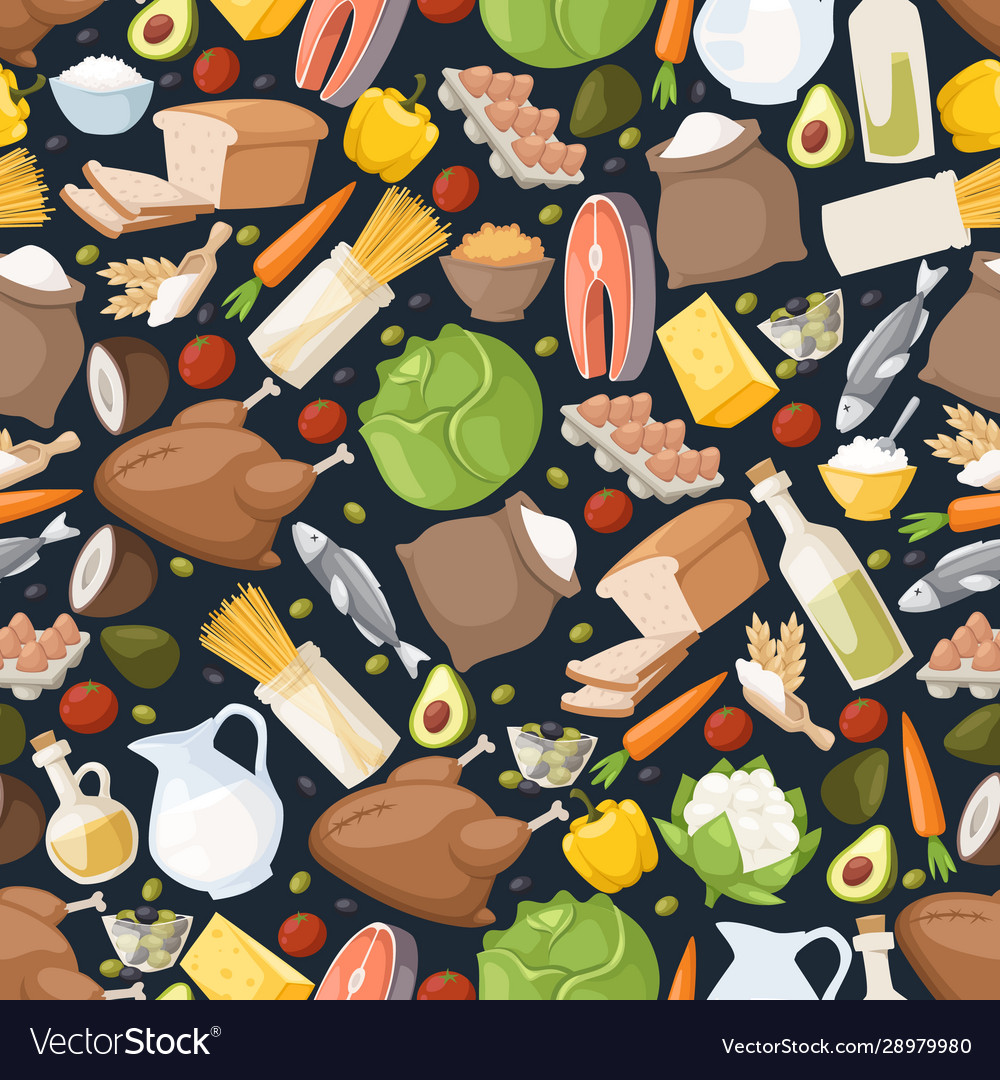 Food icons in seamless pattern