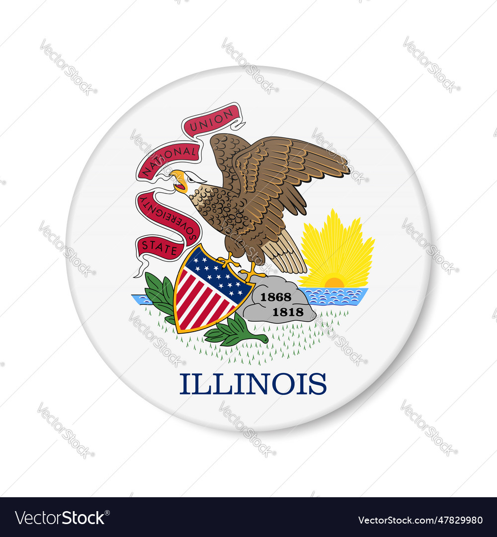 Illinois flag circle button icon us state round