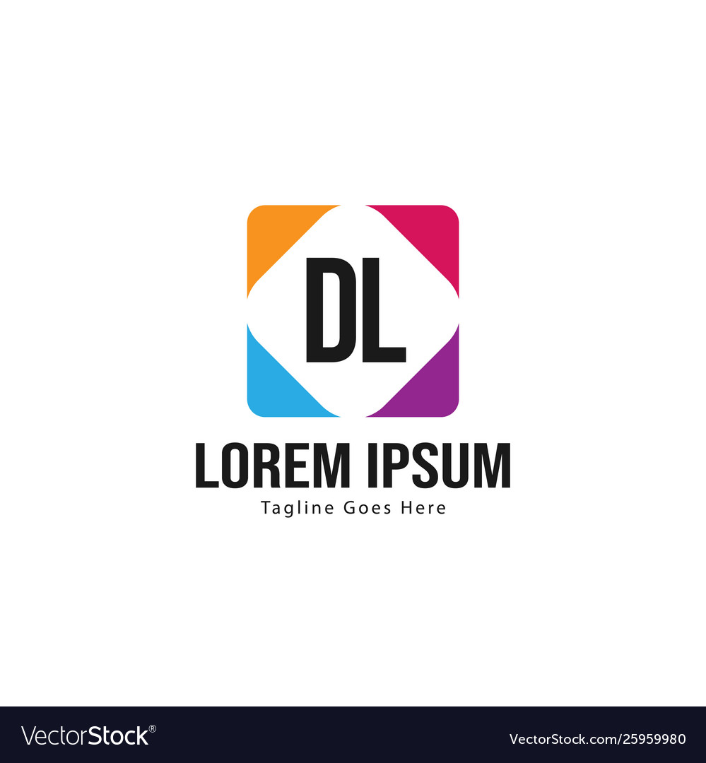 Initial dl logo template with modern frame vector image Initial dl logo template with modern frame