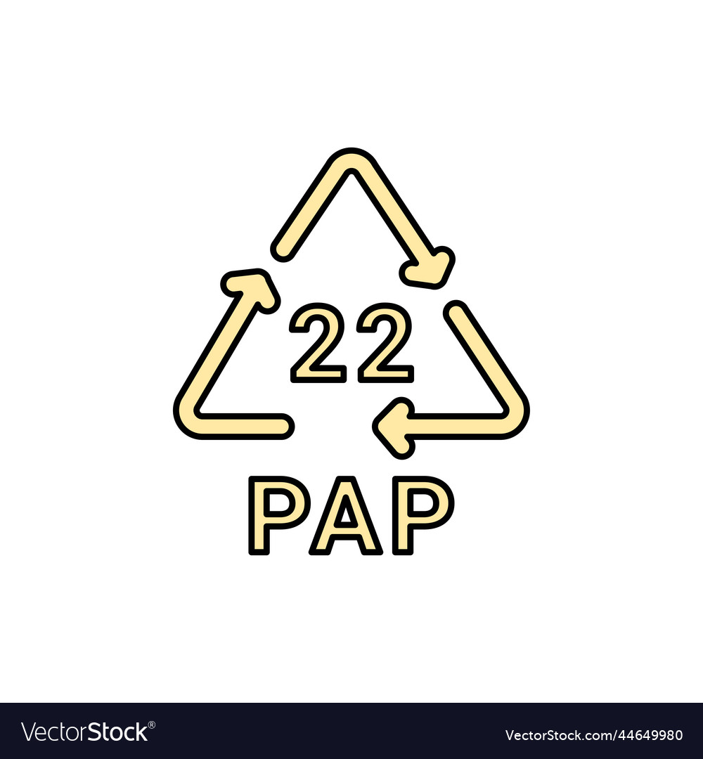 Papierrecycling-Code pap 22 Linie Icon Verbrauch