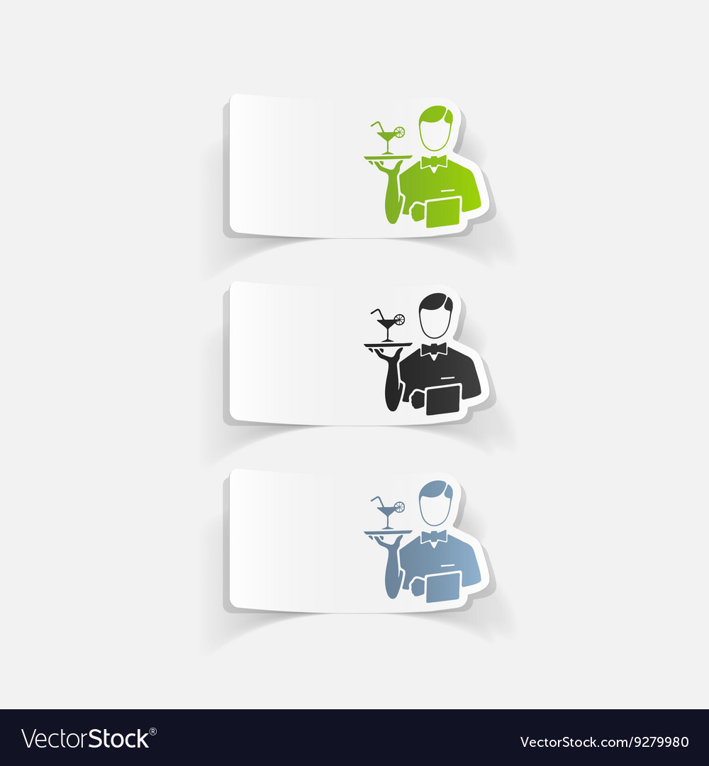 Realistic design element waiter