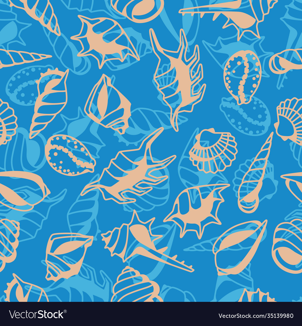 Seamless pattern with seashells