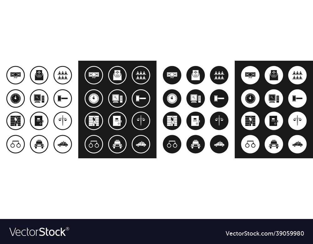 Set jurors search on computer screen clock vector image Set jurors search on computer screen clock