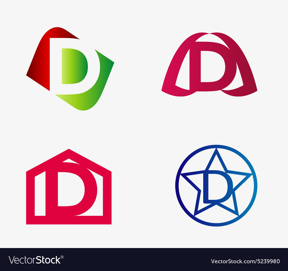 Set of abstract icons based on the letter d
