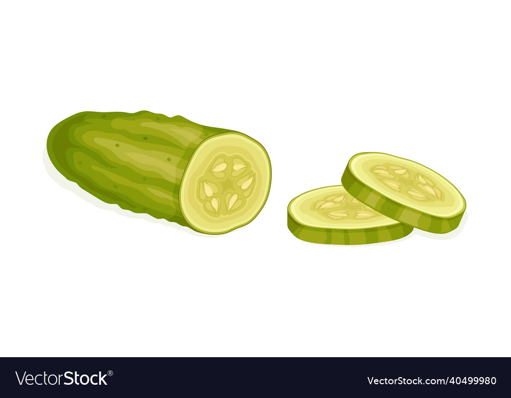 Sliced pickled cucumber or gherkin with salted