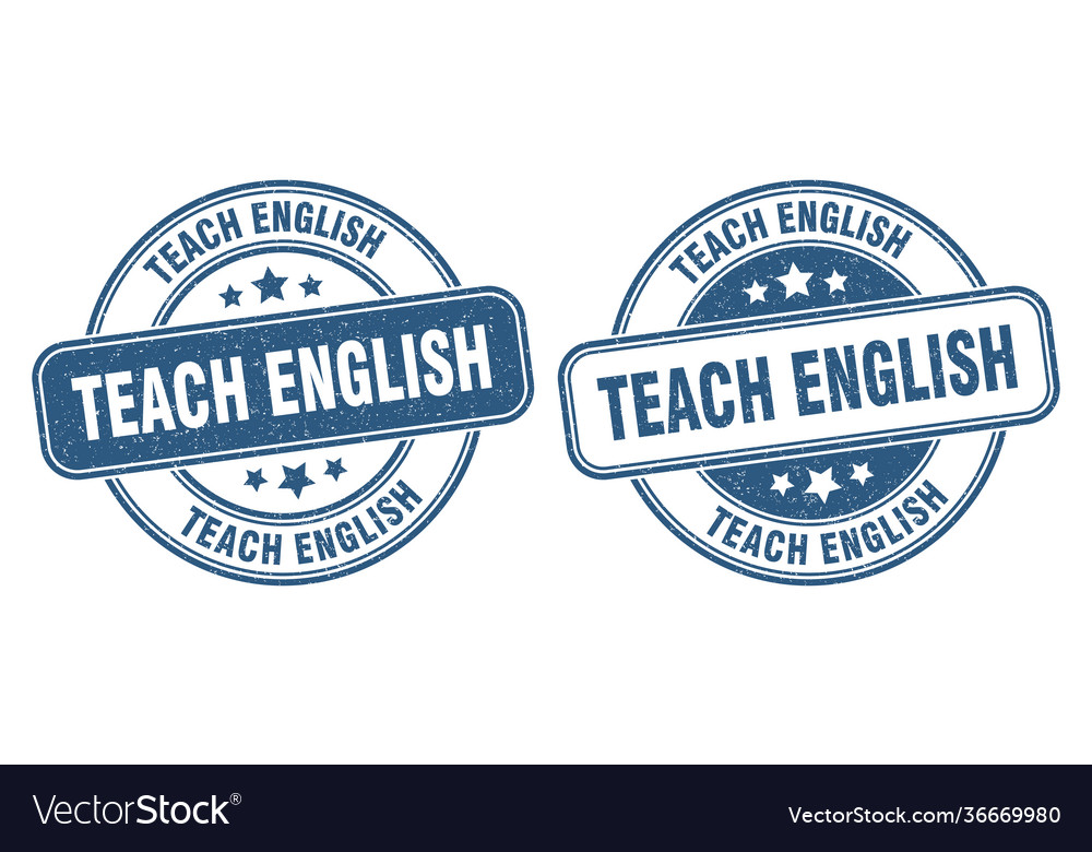 Teach english stamp label round