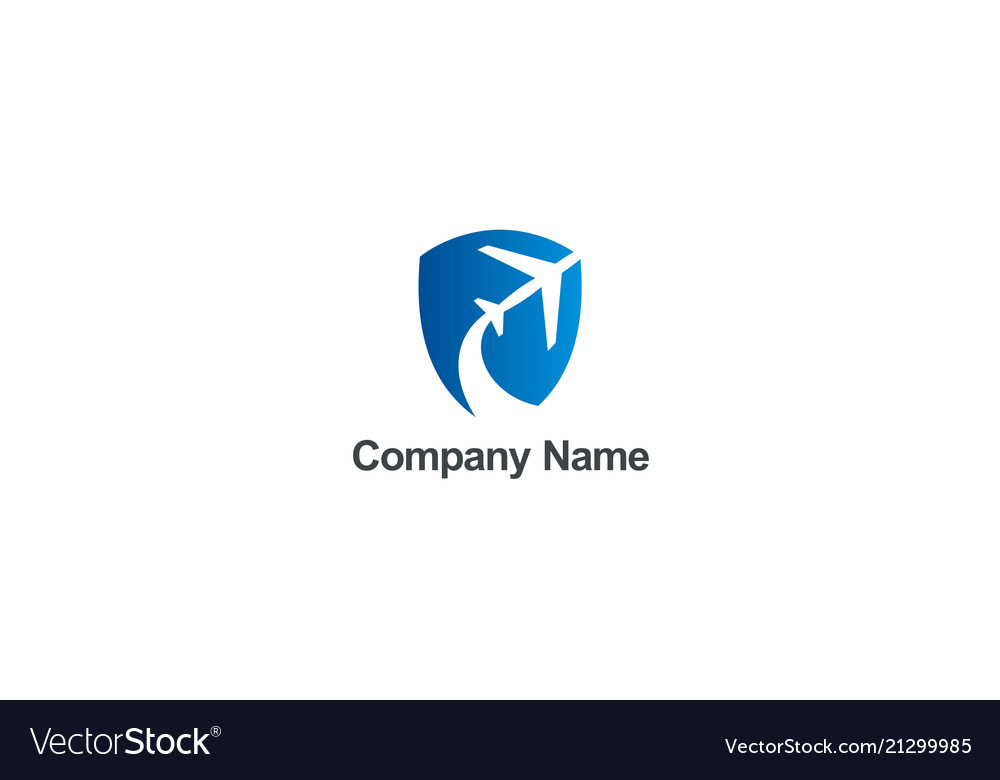 Airplane travel fly shield company logo vector image Airplane travel fly shield company logo