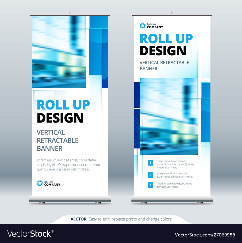 Blue Business Roll Up Banner Abstract Roll Up Vector Image