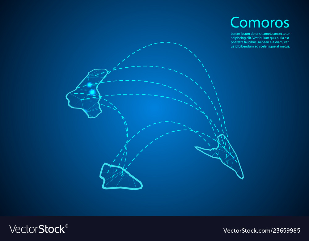 Comoros map with nodes linked by lines concept