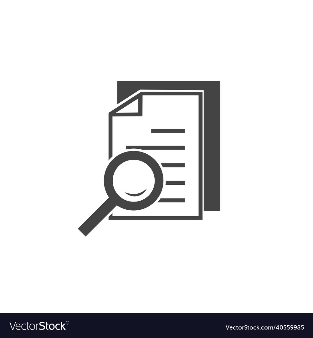 Document icon and magnifier file search vector image Document icon and magnifier file search
