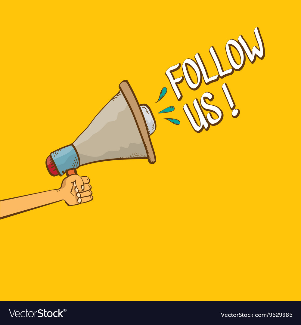 Doodle follow us banner comic follow image Vector Image