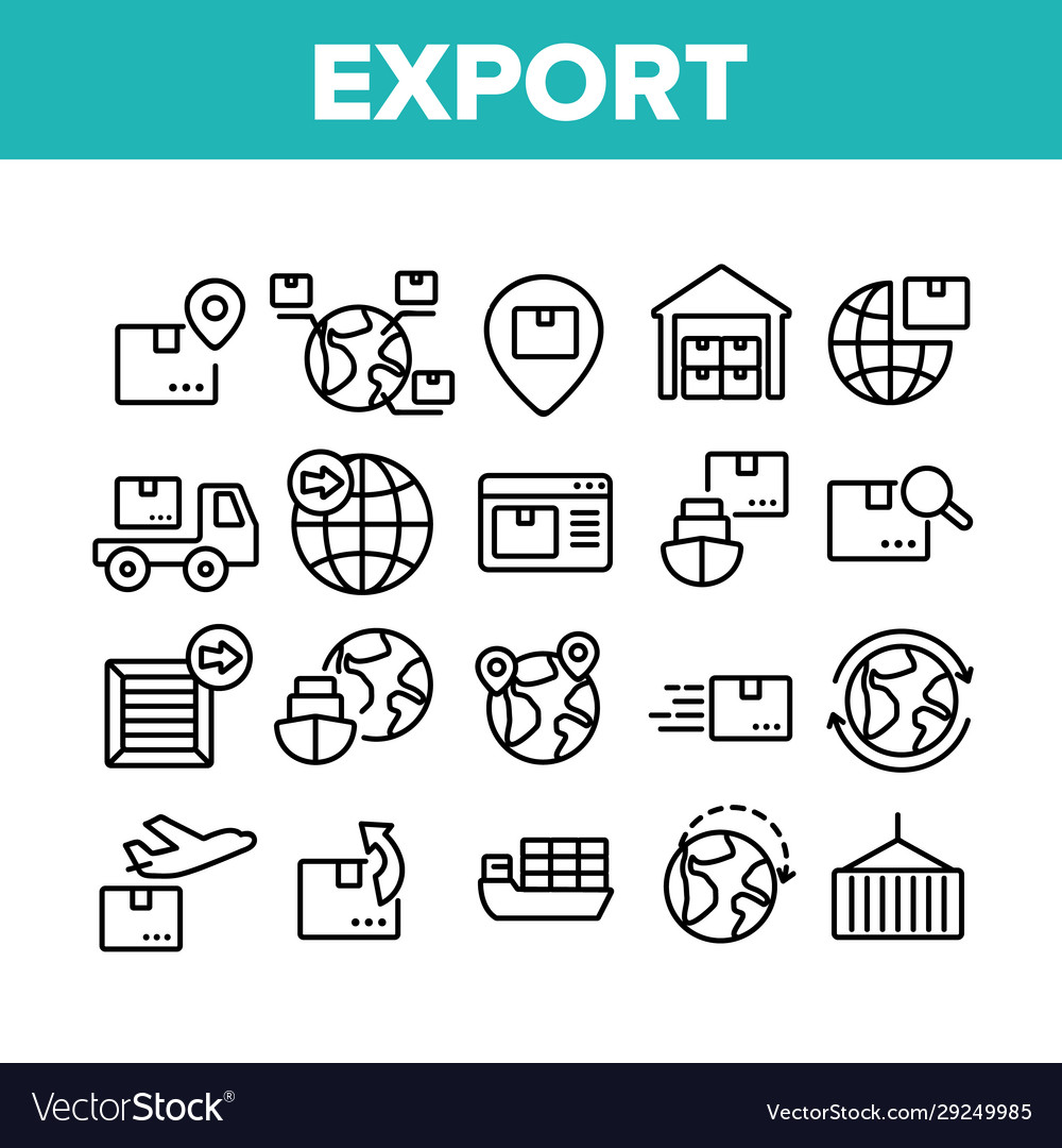 Export global logistic collection icons set