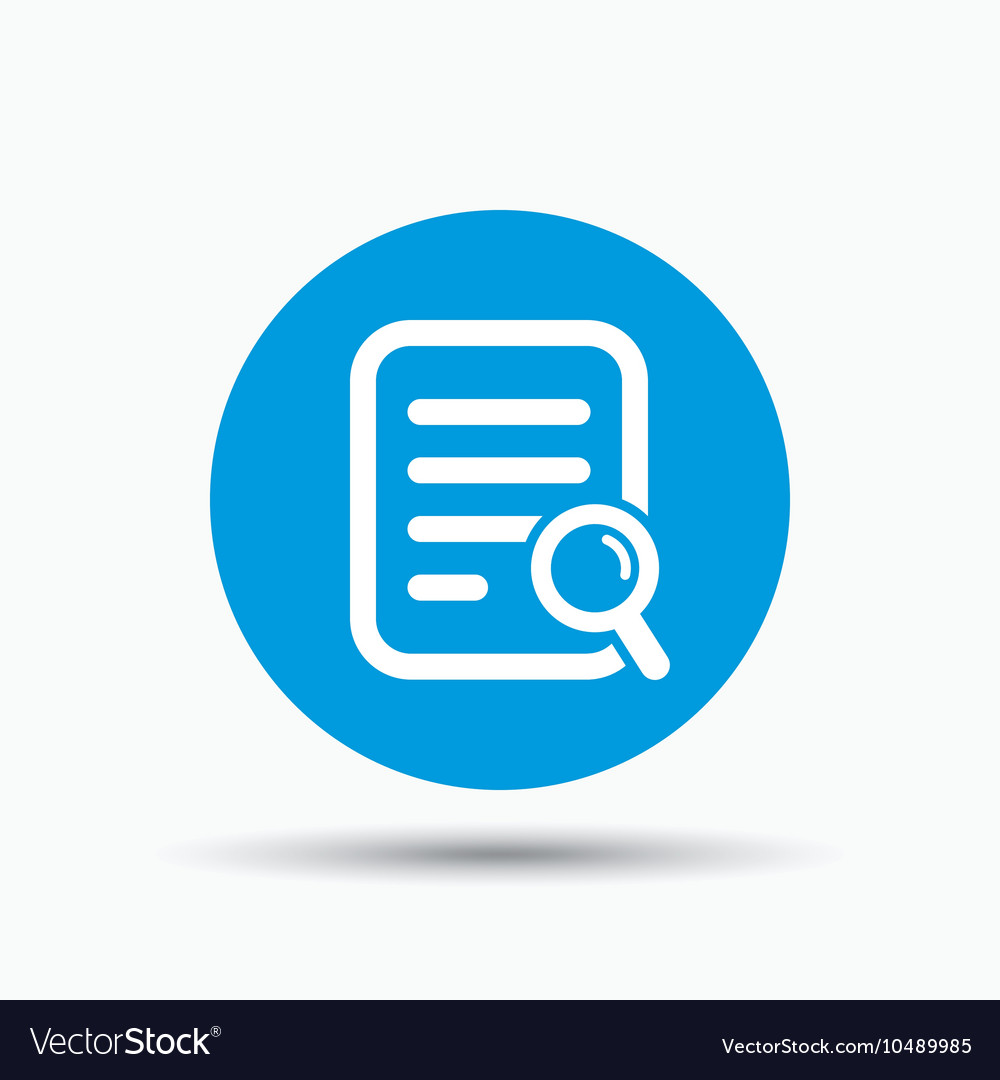 File search icon document page with magnifier