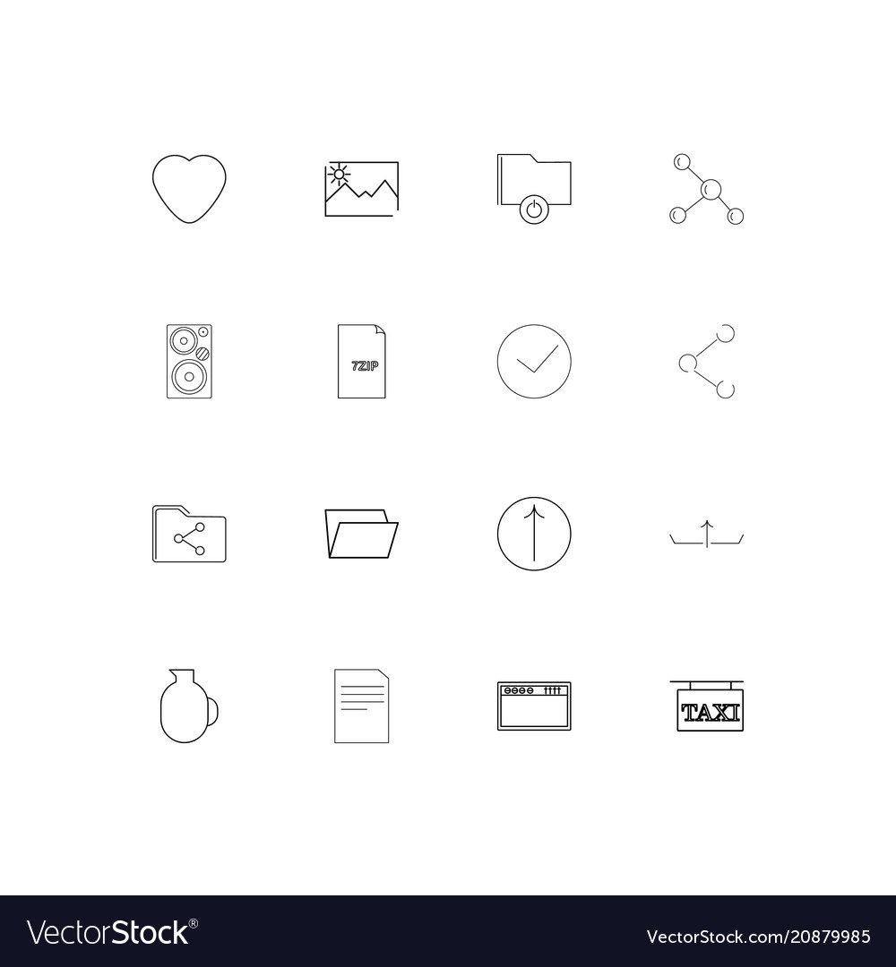 Files and folders sign linear thin icons set