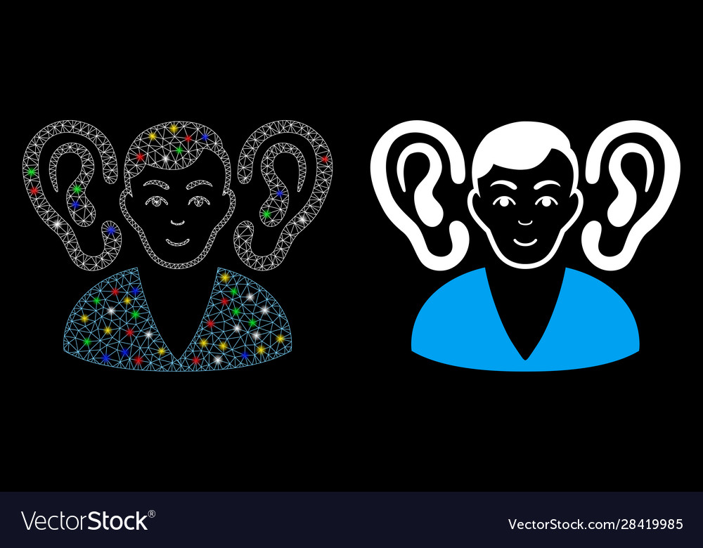 Glowing mesh 2d listener icon with flash spots