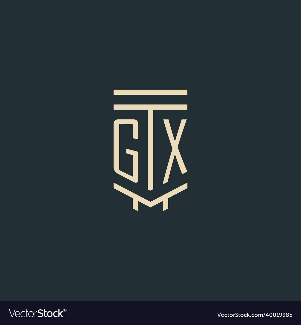 Gx initial monogram with simple line art pillar