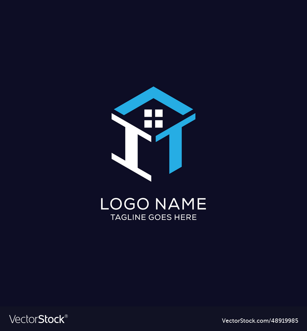 Initial logo it monogram with abstract house