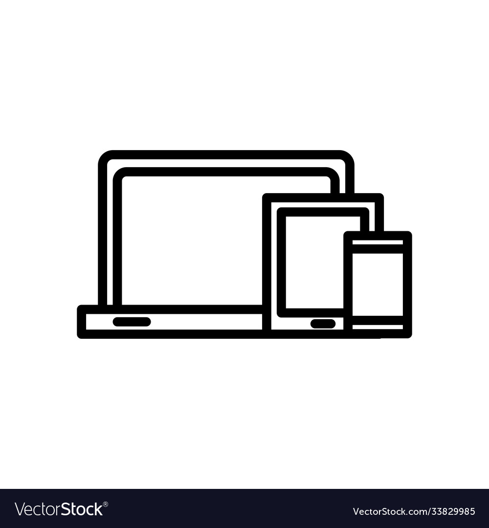 Laptop computer portable and devices line style vector image Laptop computer portable and devices line style