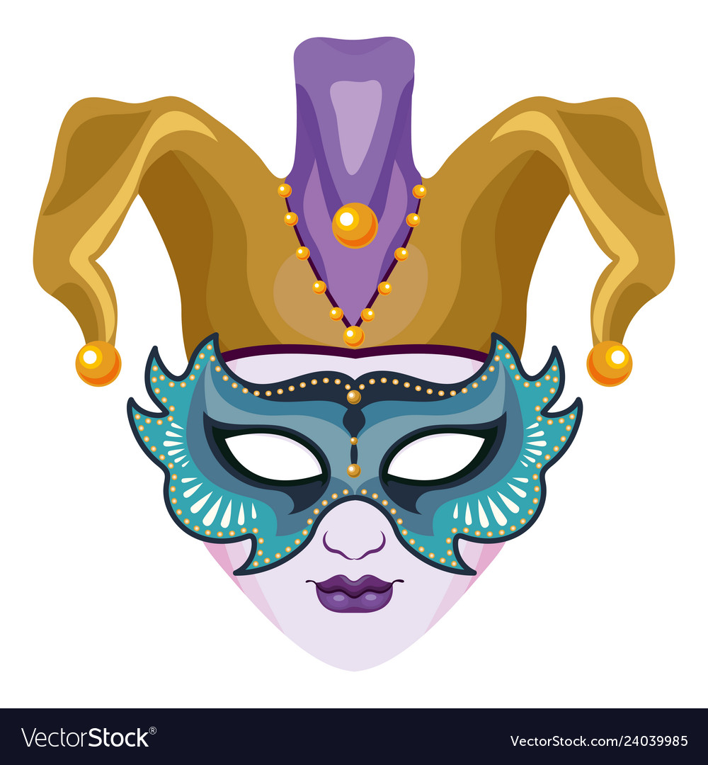 Mask with jester hat Royalty Free Vector Image