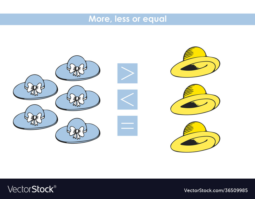More less or equal compare number hats