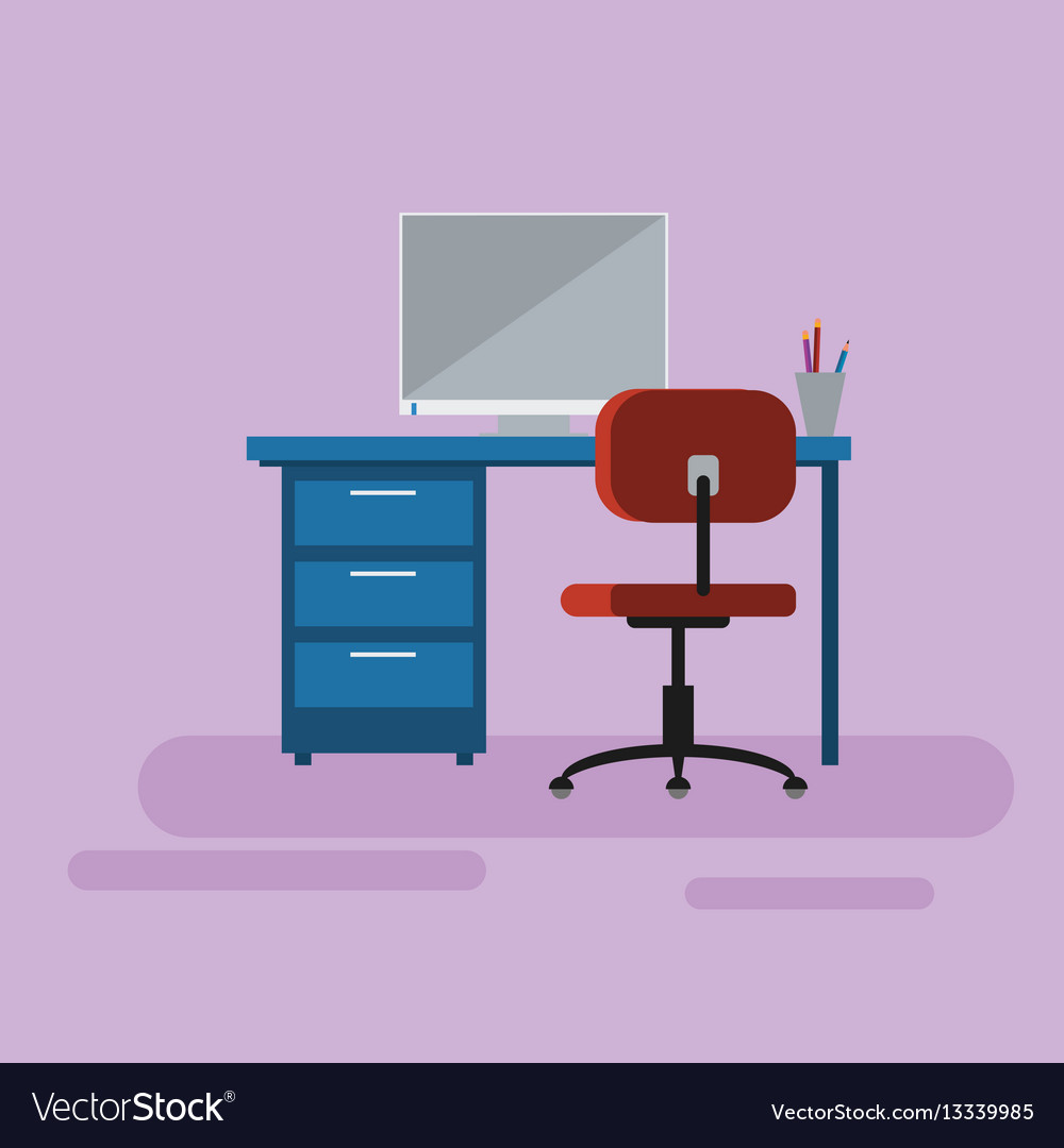 Operating manager space desk chair and computer