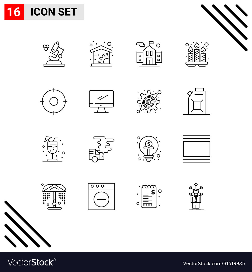 Pictograph set 16 simple outlines computer