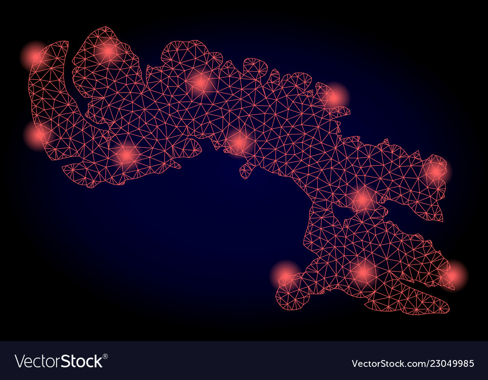 Polygonal 2d mesh map of baffin island with red Vector Image Polygonal 2d mesh map of baffin island with red