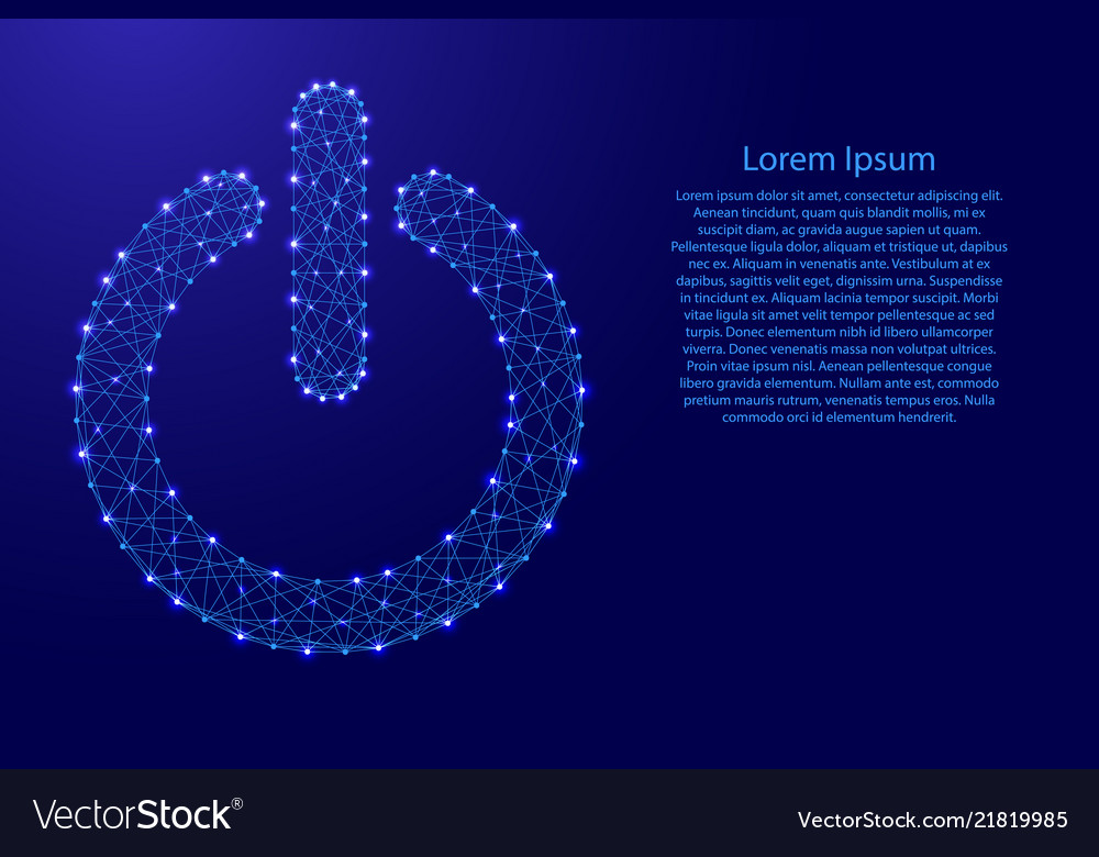 Power button start icon from futuristic polygonal vector image Power button start icon from futuristic polygonal