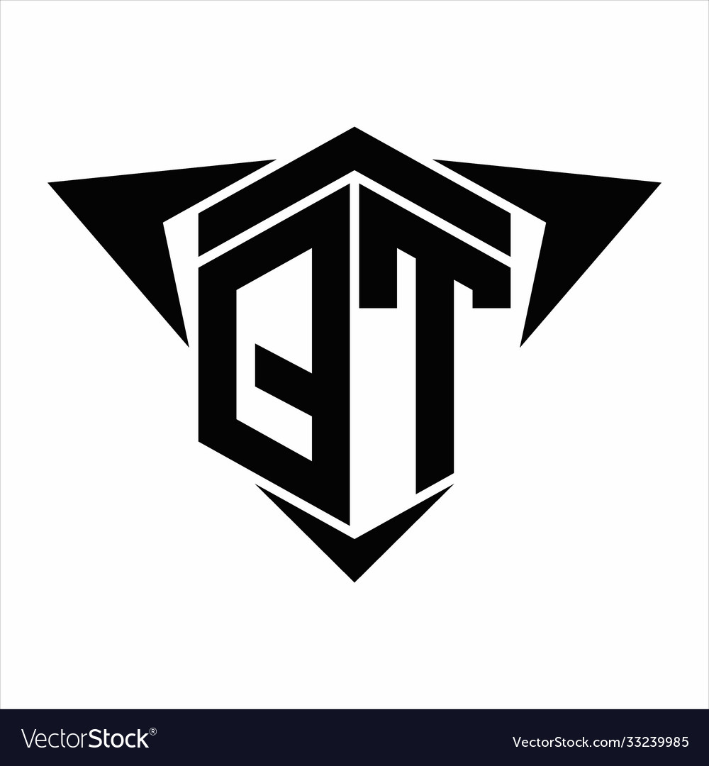 Qt logo monogram with wings arrow around design Vector Image Qt logo monogram with wings arrow around design