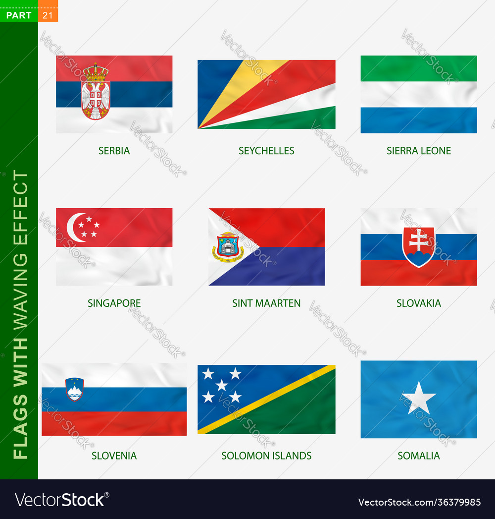 Set flag with waving effect national