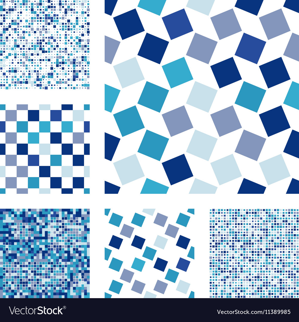 Set of abstract seamless patterns with squares