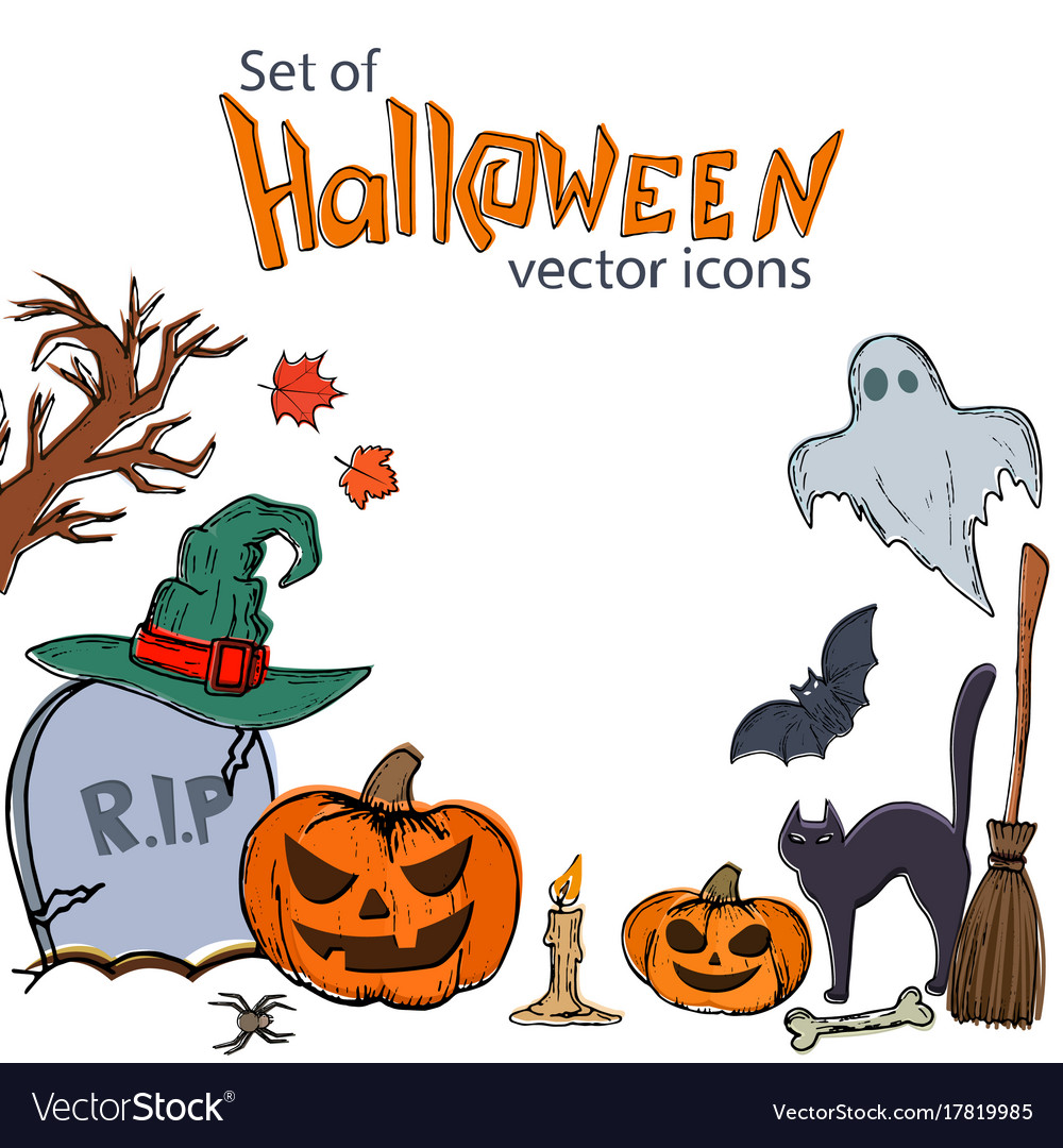 Set of halloween icons Royalty Free Vector Image