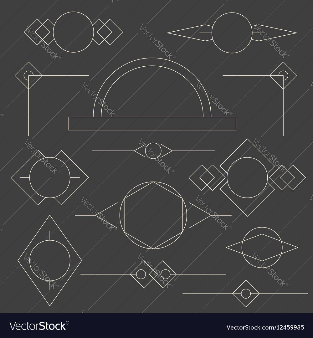 Set of linear graphic stylized frames and borders