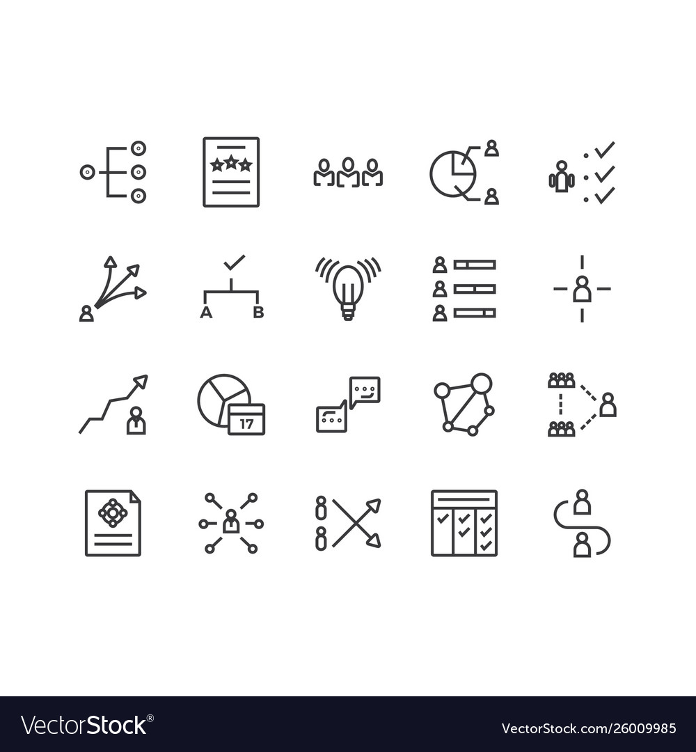 Simple set management related line icons Vector Image Simple set management related line icons
