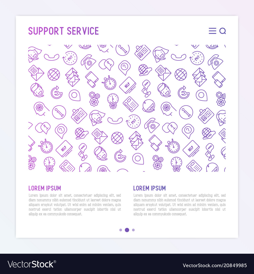 Support service concept with thin line icons vector image Support service concept with thin line icons