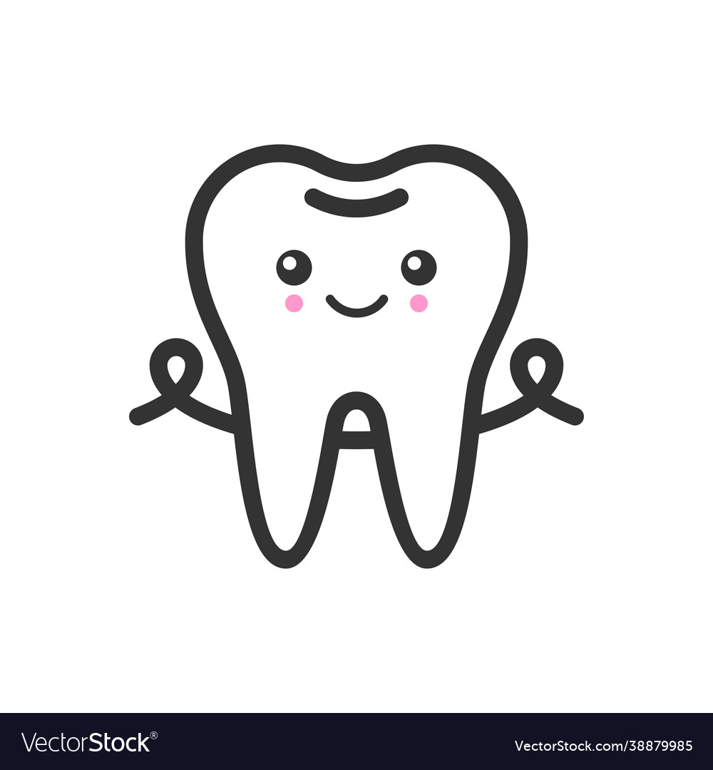 Tooth with a floss emotional face cute