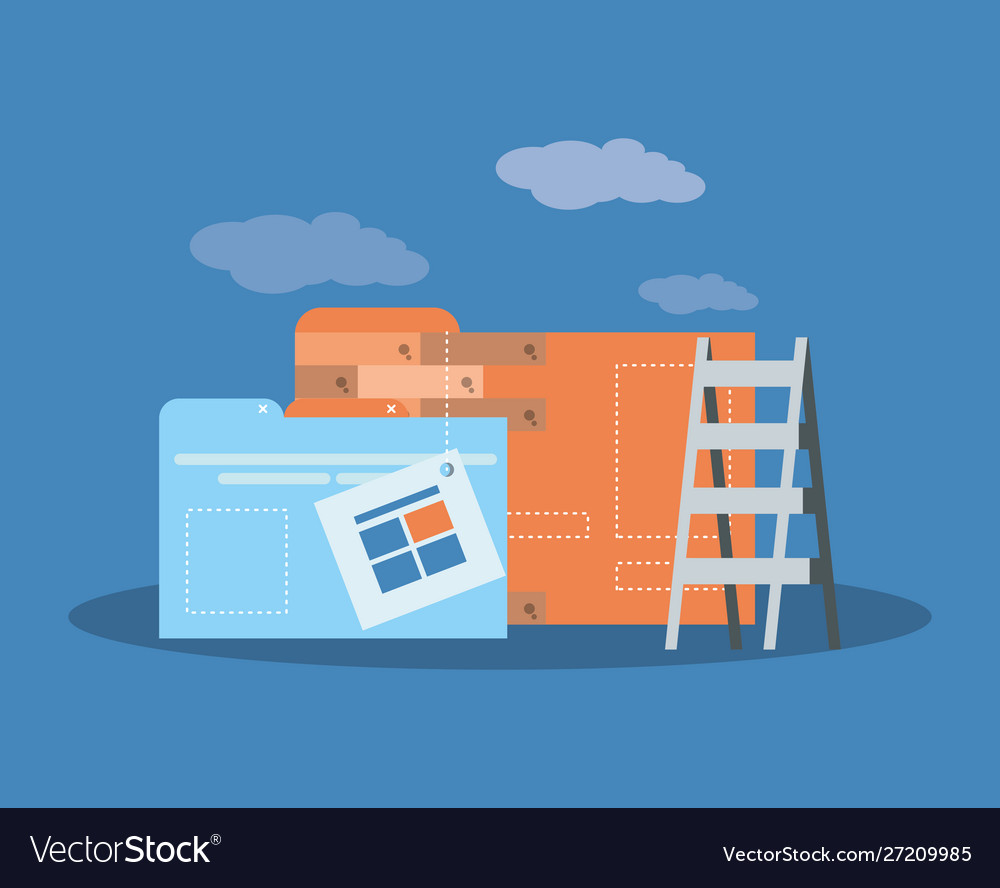 Website under construction with desktop computer