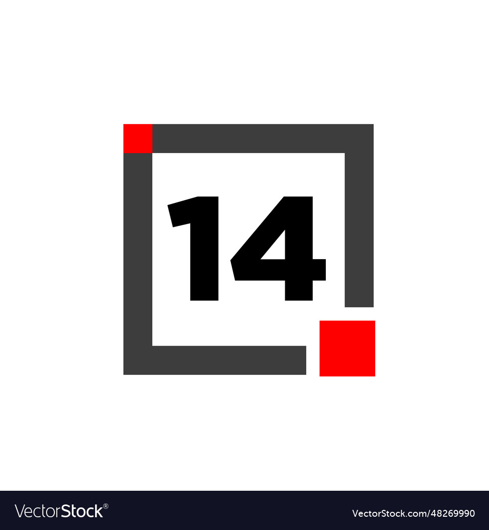 14 number with square box icon monogram Vector Image 14 number with square box icon monogram