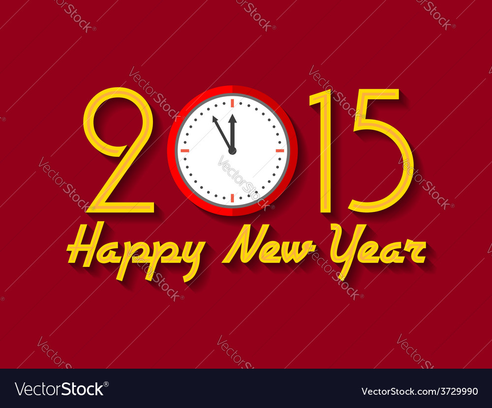 2015 happy new year background with clock