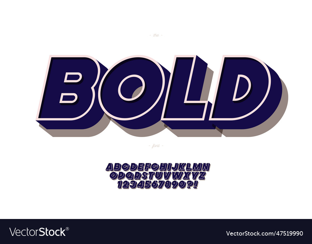 3d bold font black style Royalty Free Vector Image