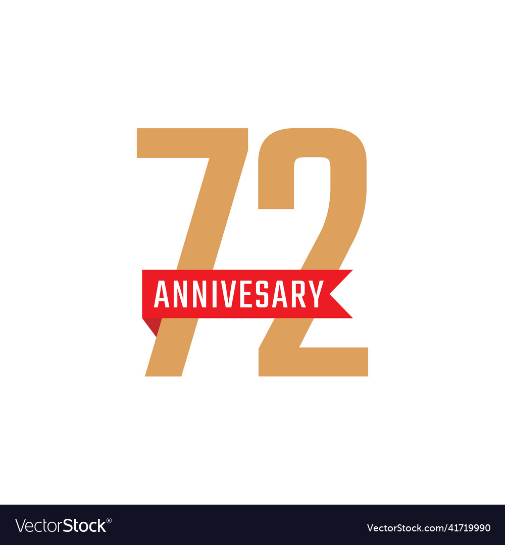 72 year anniversary celebration with red ribbon Vector Image