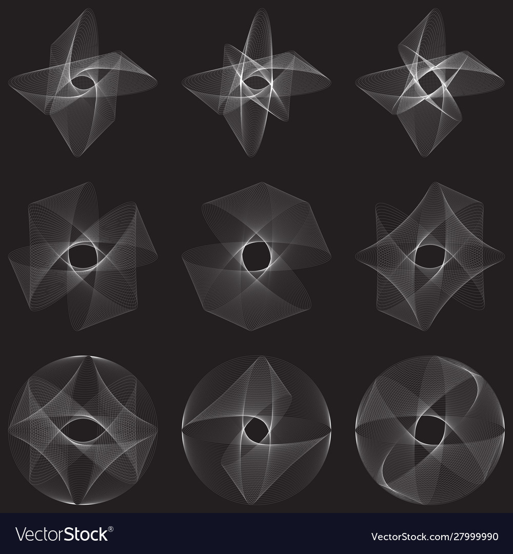 Abstract templates with curved lines set vector image Abstract templates with curved lines set