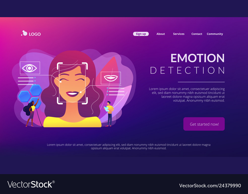 Emotion detection concept landing page