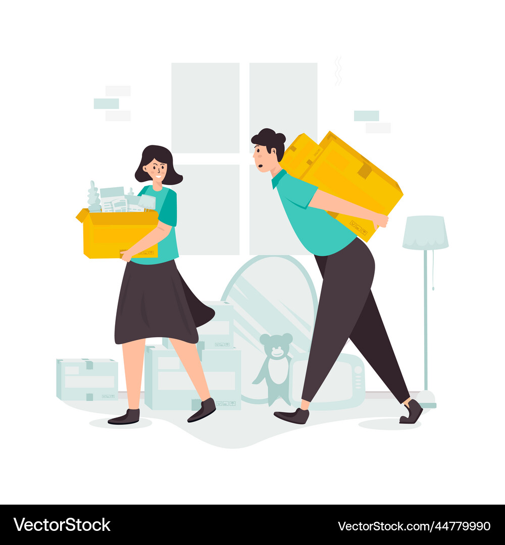 Family moving house preparation Royalty Free Vector Image